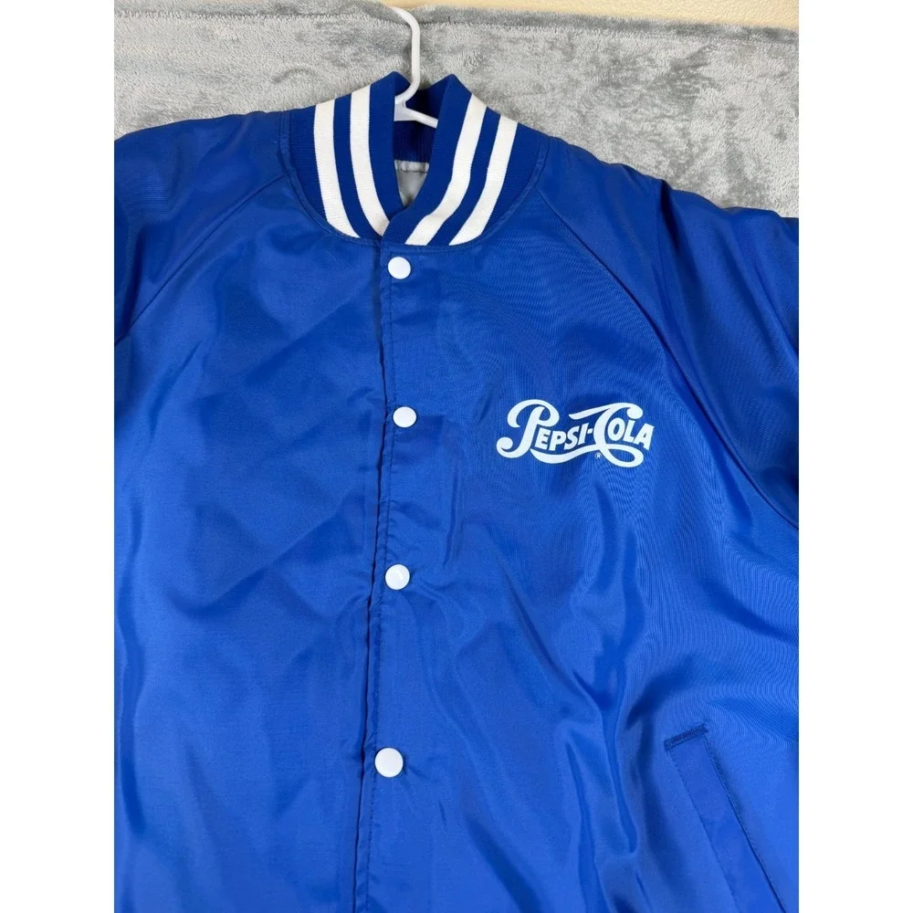 Vtg Pepsi-Cola Satin Bomber Jacket Blue XL Eagle Athletic Great Falls Montana